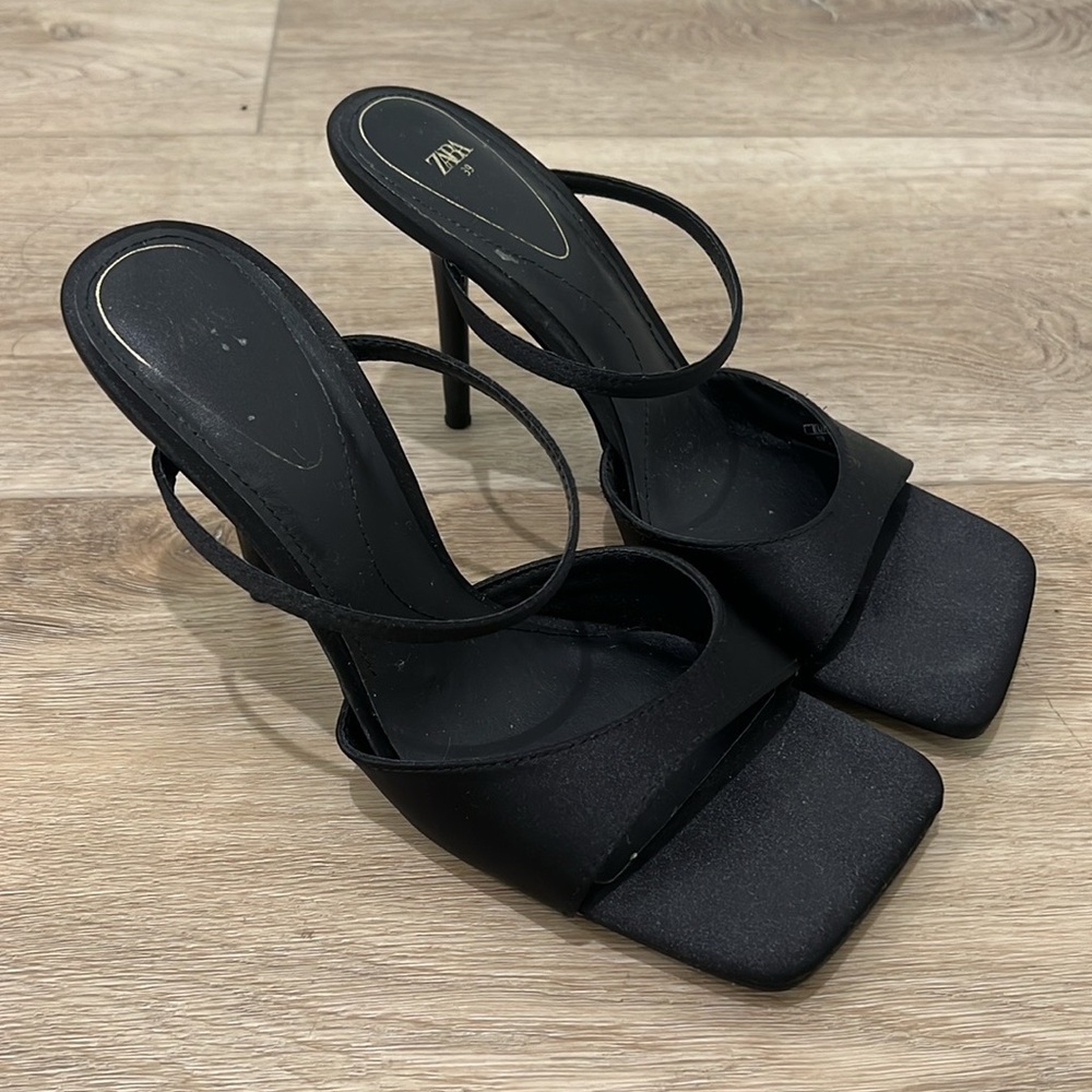 Zara square toe sandal heels